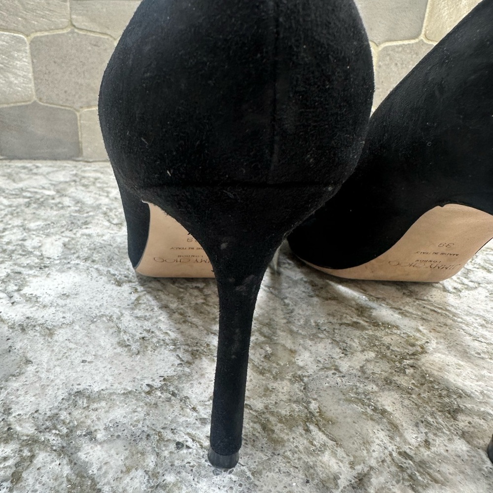 Jimmy Choo Romy 85 Black Suede Pump - Picture 4 of 12